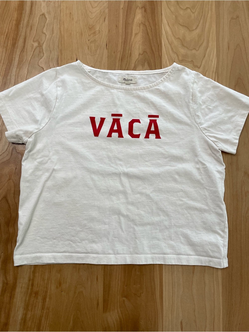 Madewell XS Vaca Boxy Crop Tee 100% Cotton T-shirt